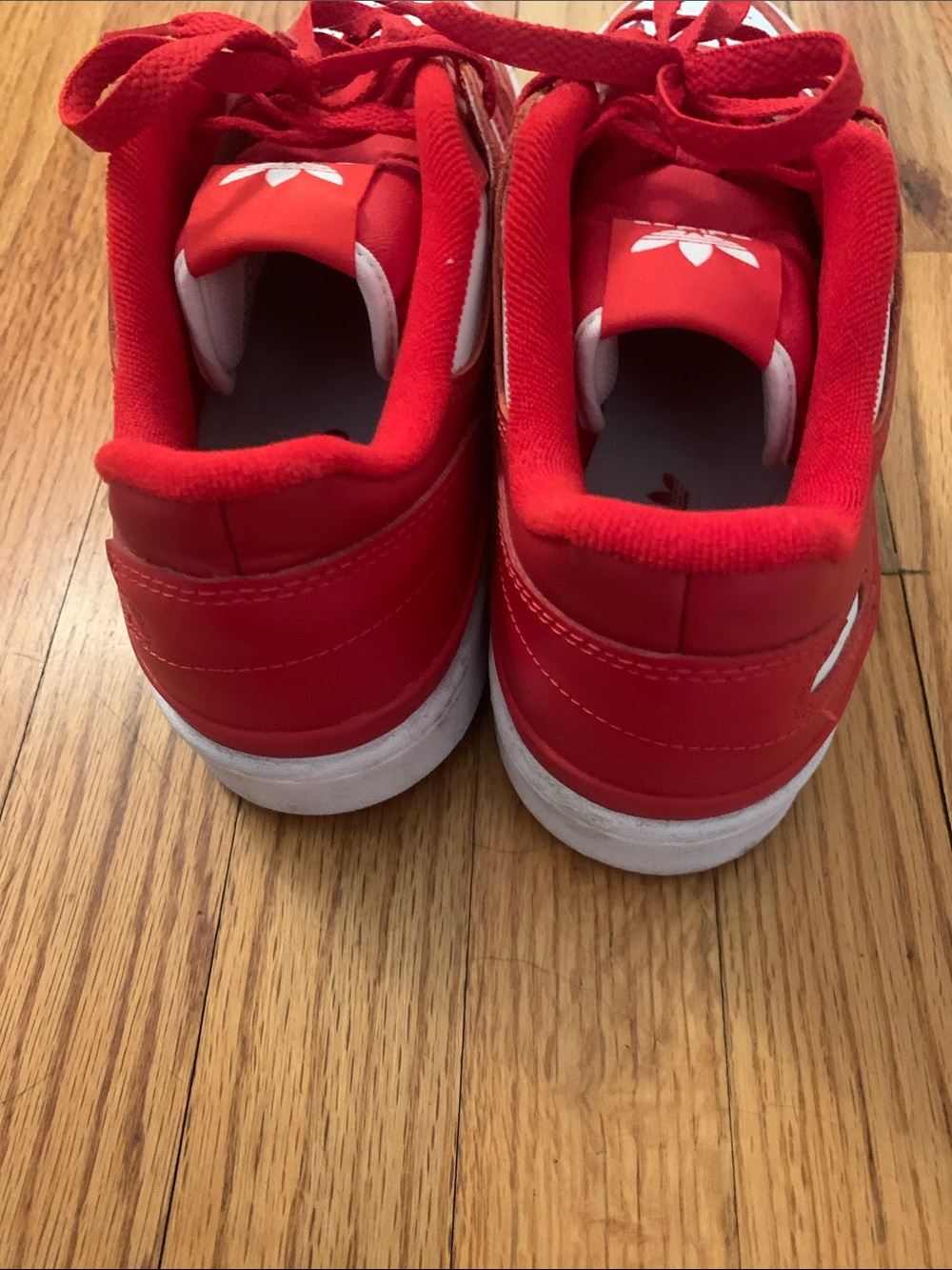 adidas Red and White Low-Top Lace-Up Sneakers - Picture 3 of 6